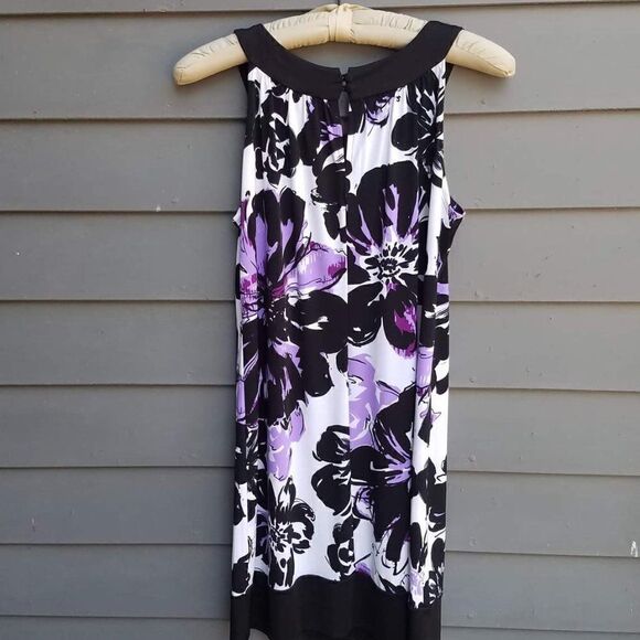 Enfocus Floral Purple/Black/White Dress - Stretchy  Size 8 - Picture 7 of 7